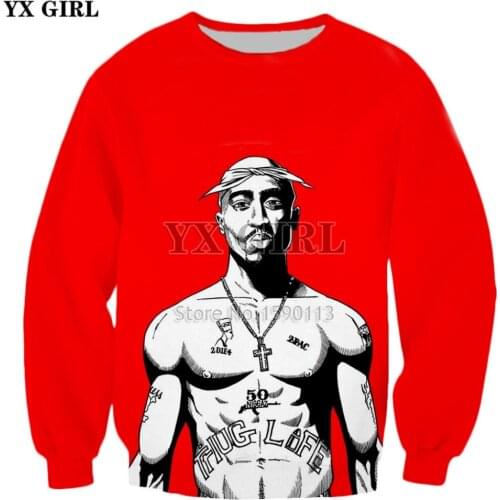 YX GIRL 2018 New Fashion Men Women Long Sleeve Outerwear Rapper 2Pac Tupac 3D Print Sweatshirts street Casual Pullovers