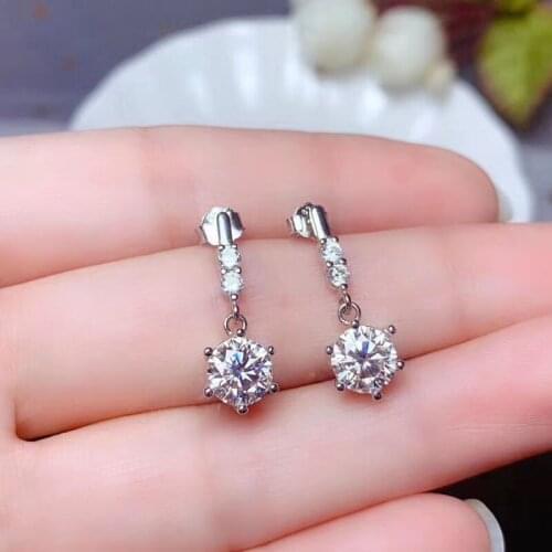 New S92 5 Silvery Jewelry Inlay Round Dazzling Crystal Zircon Fashion Drop Earrings Promise Women Wedding Engagement Jewels