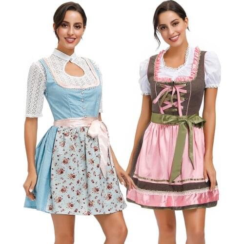 NEW Carnival Oktoberfest Bavarian Dirndl Costume Wench Clubwear Bar Outfit Cosplay Halloween Fancy Party Dress