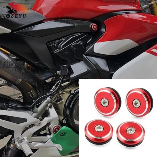 New Red 4 Pieces Motorcycle Aluminum Frame Hole Cover For Ducati 899 959 1199 1299 Panigale/Panigale S Panigale V4 S 2012-2018