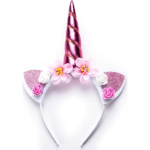 Cute Girls Flower Cat Ears Unicorn Headbands Children Headwear Photo Props Party Hair Hoop Hairbands Kids Hair Accessories