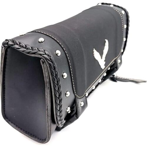 Eagle Emblem PU Leather Saddle Bag Motorcycle Side Storage Tool Pouch Sissy Bar