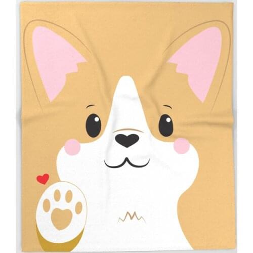 Portable Flannel Blanket Cartoon Animal Cute Corgi Throw Blanket Comfortable and Soft Sheets Sofa Warm Blanket