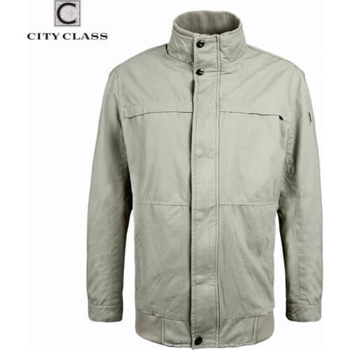 CITY CLASS 2018 Mens 100% Cotton Bomber Jackets Plus Size 3xl-6xl Casual Washed Windbreakers Stand Collar Off White clothes 3797