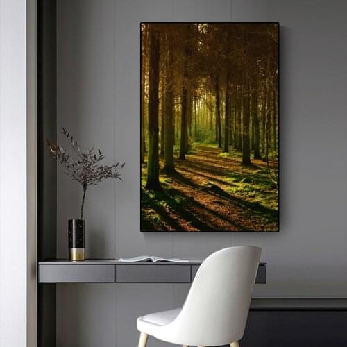 Nature Light Forest Landscape Canvas Painting Poster Wall Decoration Modern Art Pictures For Living Room Gallery Cuadros Post