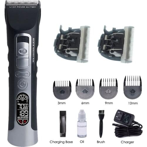 CHC-970 Professional Rechargeable Hair Clipper For Barber Salon 2600mA Hair Trimmer Titanium Cutter LCD Cutting Machine