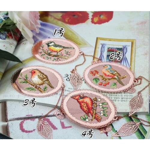 Birds family DIY Craft Stich Cross Stitch Bookmark Metal Silver Golden Needlework Embroidery Crafts Counted Cross-Stitching Kit