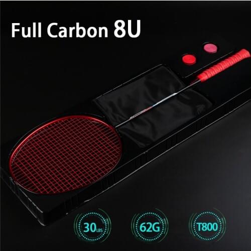 Ultra Light 8U 62-65G Full T800 Carbon Fiber Stung Badminton Racket With String Bags Professional Rackets Padel Max 30lbs Sports