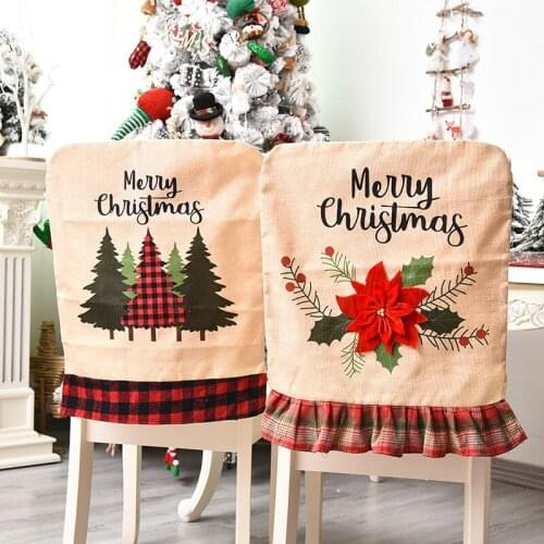 Christmas Chair Back Elastic Stretch Cover Santa Clause Holiday Party Decor Dining Kitchen Chair Covers Christmas Decoration