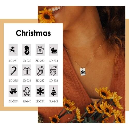 Visunion Christmas Minimalist Design Necklace 316L Stainless Steel Not Faded Snowman Santa Claus Pattern Necklace Pendant New