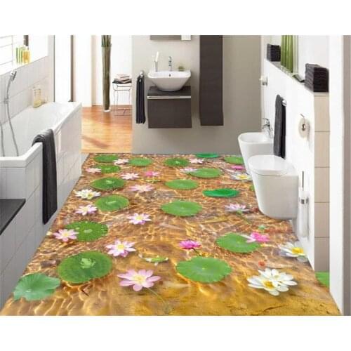 Beibehang Modern home self - adhesive floor bathroom bedroom ultra - high - clean pond water fish 3D stereo floor painting