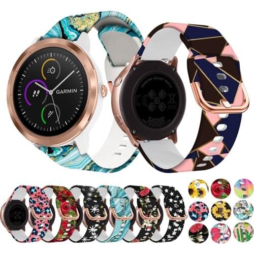 20mm Printing Silicone Watchband For Xiaomi Huami Amazfit GTS2 GTR 42 Bracelet Band Strap For Garmin Forerunner 245 645 Correa