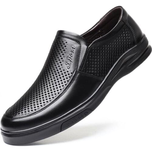 Summer Breathable Men Genuine Leather Shoes Fashion Luxury Man Business Sandals Loafer Flats Shoes Sneakers For Male Casual Shoe