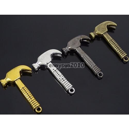 Vintage Antique Solid Metal Hammer #1 Sinker Bracelet Connector Charm Beads Findings Silver Gold Rose Gold Gunmetal 20Pcs/Pack