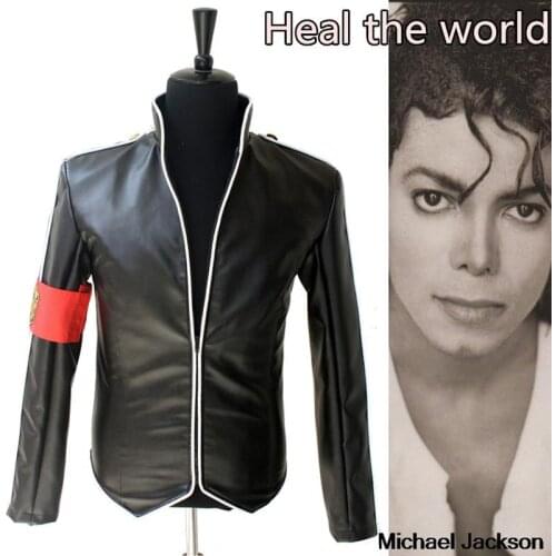 XXS-4XL In Memory MJ Michael Jackson Heal the World Handsome Punk With Red Armband England Military Jacket Outwear Collection