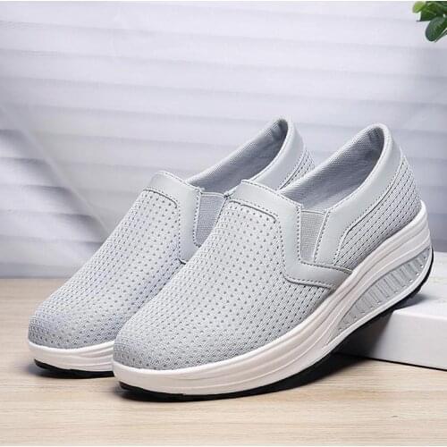 Big Size Platform Slip-on Running Shoes Women Sneakers Brand Womens Summer Sports Shoes Sport Sneakers Women Gray Basket A-1299
