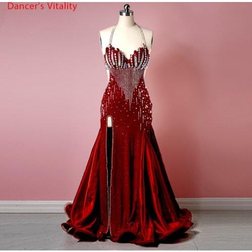 Belly Dance Dress Diamond-Studded Sling Long Skirt Performance Clothing High-End Custom Female Adult Child Competition Clothes