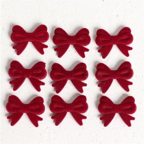 Winter style 50pcs/lot flocking print cartoon bow shape resin bowknot Straight hole beads diy jewelry earring/bracelet accessory