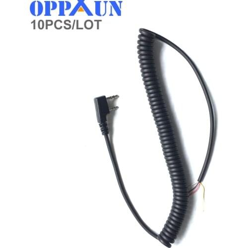 10pcs DIY 4wire Microphone Cable K Plug 2pins For Kenwood Wouxun Baofeng Puxing Linton Tyt Quansheng Walkie Talkie