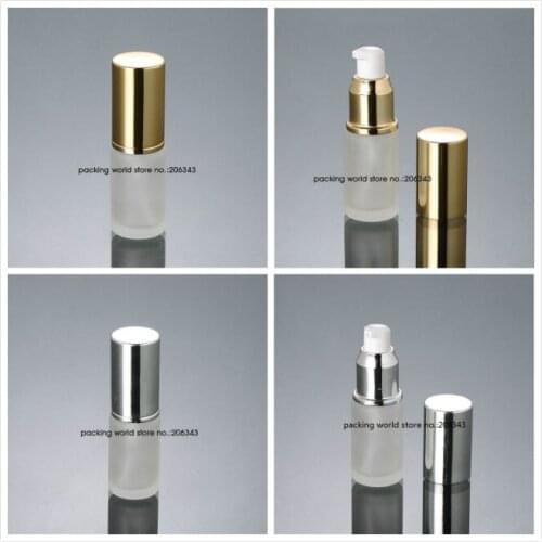 25ml frosted glass bottle with gold/silver pump for lotion/emulsion/toner/serum/foundation/skin care cosmetic packing