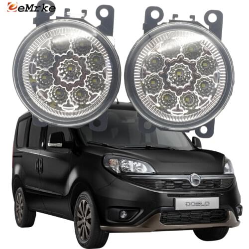 2x Car Styling 9-Pieces LED Fog Light Lamp for Fiat Doblo 152 / 263 2015 2016 2017 2018 2019 2020 H11 12V Halogen Fog Lights DRL
