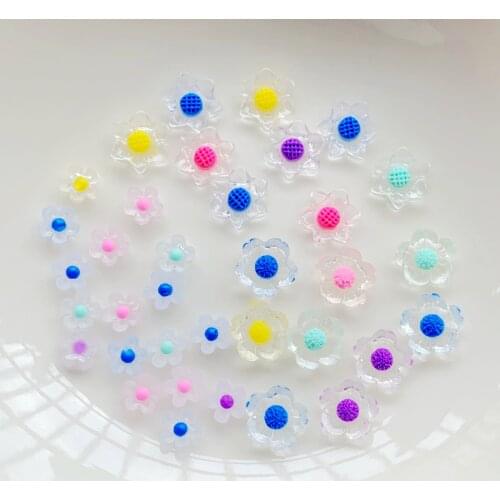 30PCS Mixed Crystal Flower Resin Flat Back Rhinestone DIY Jewelry Making Accessories rhinestones crystal nail art decorations