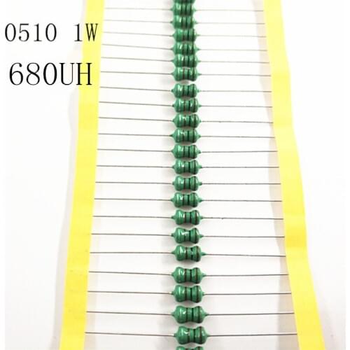 50pcs/lot 1W Chromatic ring inductor DIP 0510 680UH AL0510-681K inductance