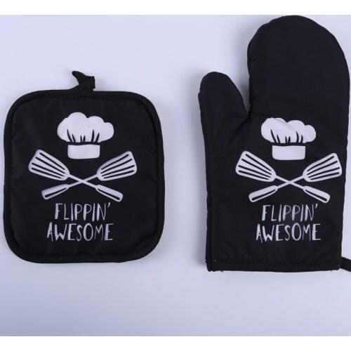 1 Piece Cute Non-slip Black Gray Cotton Fashion Nordic Kitchen Cooking microwave gloves baking BBQ potholders Oven mitts