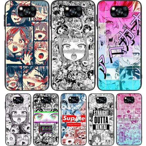 Ahegao manga girl For Xiaomi Poco X3 NFC M3 M2 X2 F3 F2 Pro C3 F1 Mi Play Mix 3 A2 A1 6X 5X Black Soft Phone Case