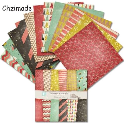 Chzimade 12Pcs Vintage Tree Printed Scrapbooking Paper Pack for Card Making Handmade Background Diy Home Decoration