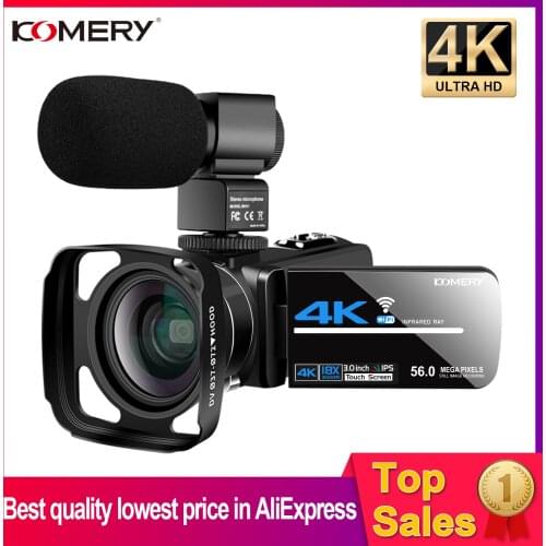 4K Video Camera Camcorder Digital Vlogging Camcorder 3.0 Inch Touch Screen Night Vision WiFi Camera External Microphone