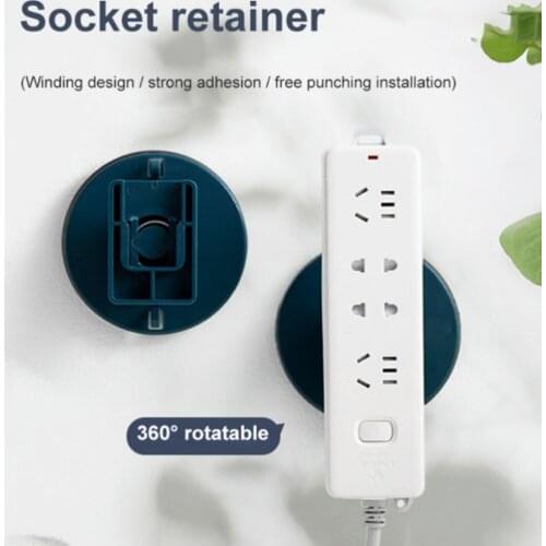 Power Strip Holder 360 Rotatable Socket Retainer Wall Self-Adhesive Plug In Board Power Cable Winder Organizer Home Storage Rack