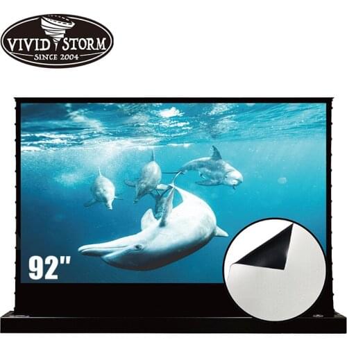 VIVIDSTORM 92 Inch Electric Fast-fold Floor Rising Screen With White Cinema Material For Home Cinema 4k Movie Screen