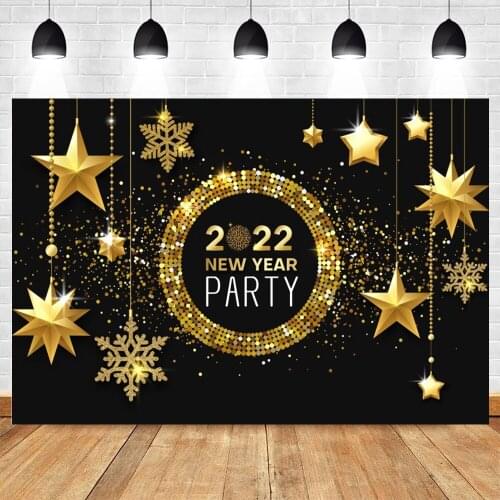 Yeele 2022 Happy New Year Carnival Photography Backdrop Golden StarsParty Decor Photocall Background Photo Studio Photographic