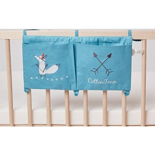Cotton Baby Crib Organizer Baby Bed Hanging Storage Bag Infant Diaper Stacker Caddy Baby Essentials Baby Bedding Set Accessories