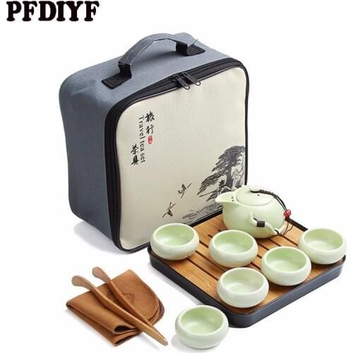 Portable Travel Kung Fu Tea Set Ceramic Chinese Teapot Porcelain Teaset Gaiwan Tea Cups of Tea Ceremony Tea Pot With Travel Bag