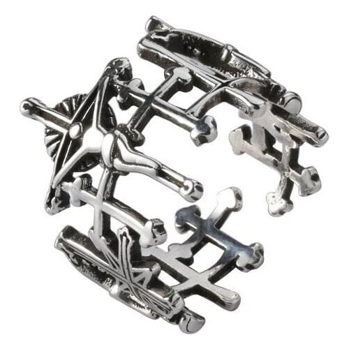 Male Female Charm Hip Hop Ring Simple Fashion Hollow Cross Ring Vintage Punk Silver Color Rings For Women Men Minimalist Jewelry