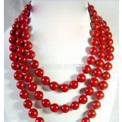 Beautiful Long 52" inch asian tibet 10mm Red coral bead jewelry Necklace