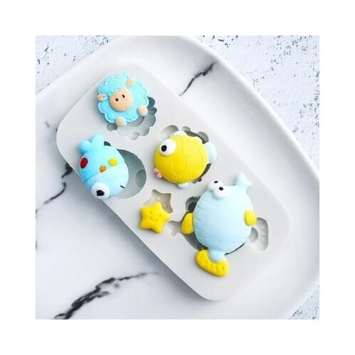 Marine Series 2 Styles Fish Fondant Mould Clay Birthday Cake Fondant Moulds Cake Decorating Sea Fish Starfish Chocolate Resin