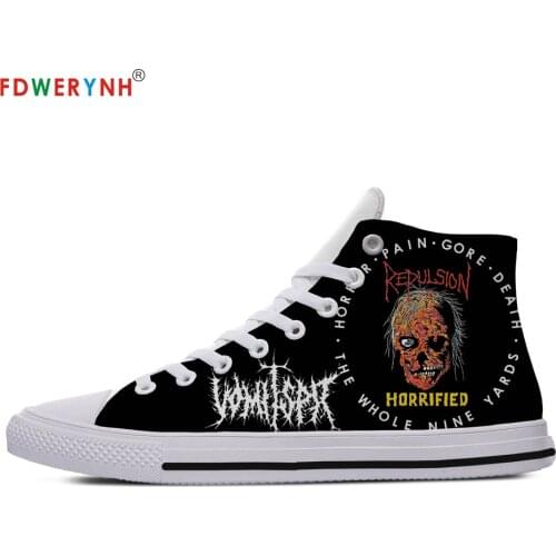 Mens Casual Shoes White Repulsion Street Customized Printed Men High-top Canvas Shoes Breathable Casual Lace-up Shoes