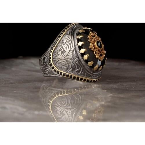 Lapping Coated Pen İşçilikli Zircon Cubic Zirconia Men 'S Silver Ring