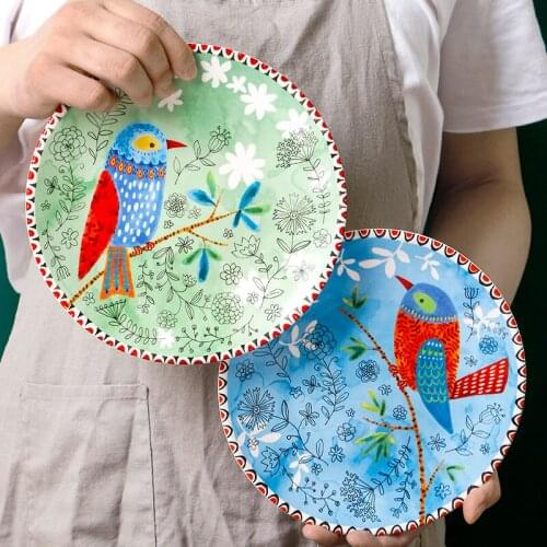 Ceramic plate set dish plate combination round household fruit plate creative decoration plate lovely breakfast plate