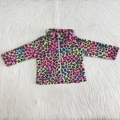 New Arrival Kids Winter Plush coat Boy And Girls Long Sleeve Clothes Teenagers Colorful Leopard Jacket With Zipper