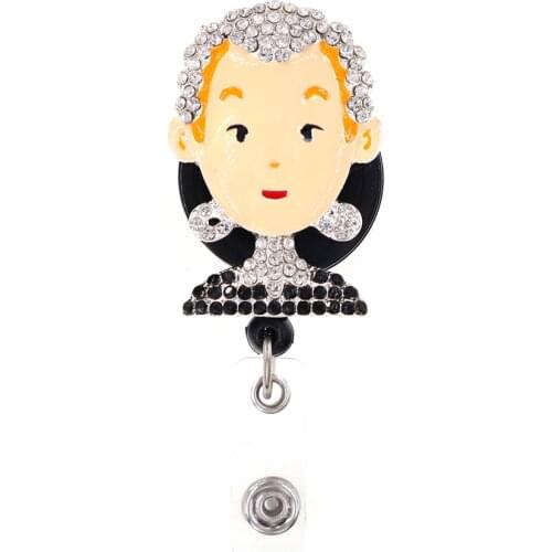 New Arrival Fashion Lawyer Rhinestone Retractable Reel Badge Holder