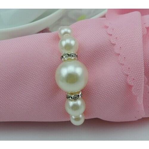Wholesale Shiny Pearls Napkin Rings For Wedding Supplies Party Table Decoration Wedding Napkin Rings Crystal GX187
