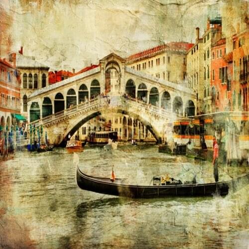 Dropshipping Colomac Vintage Wallpaper Nostalgic Venetian Town Oil Painting Wallpaper Bedroom Decoration Mural Papel Para Pared