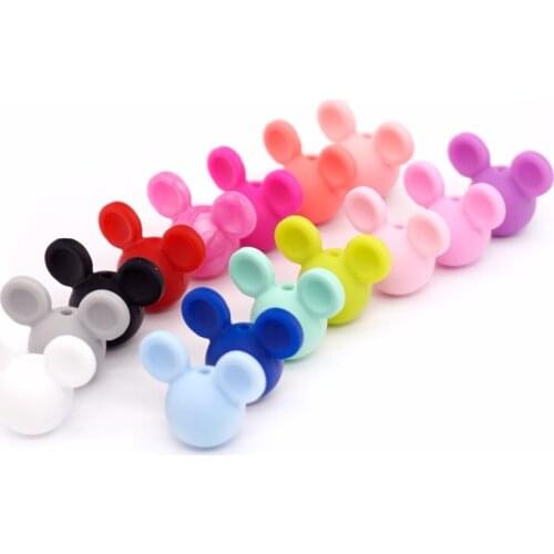 Sutoyuen 10pc Silicone Beads Bear Head Loose Teether Bead DIY Baby Pacifier Dummy Jewelry Necklace Teething Toy Accessory