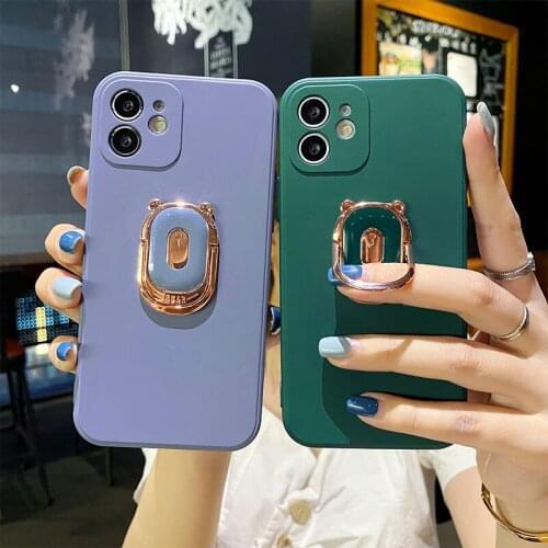 Pretty Liquid Silicone Ring stand Phone Holder For Samsung A51 A71 A12 A21S A20 A30 A50 A31 S20 S21U S10 M31 Phone Case Cover