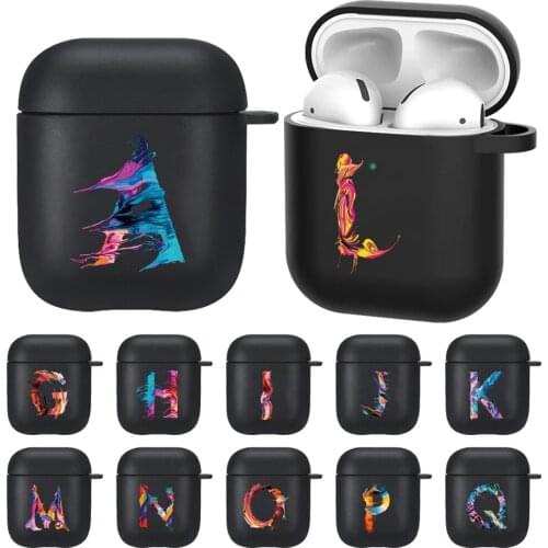 Silicone Black Case for Apple Airpods 1st Gen/2nd Gen Painting Letter Earphone Case Wireless Bluetooth Earphone Accessories