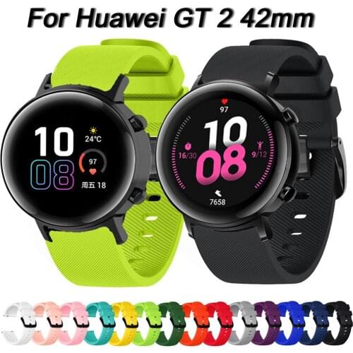 For Huawei Watch GT 2 42mm Strap 20mm Soft Silicone Wristband Replacement Watchbands Bracelet For Honor Magic Watch 2 42mm